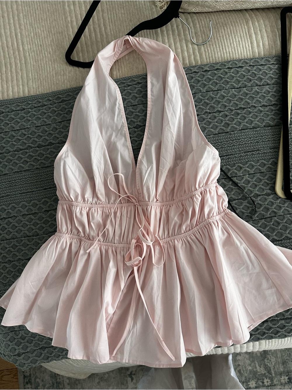H&M Blush Pink Halter Peplum Top